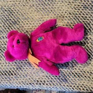 Ty Earth Bear 2000 millenium no tags 14" with bow and Sun and Earth patch